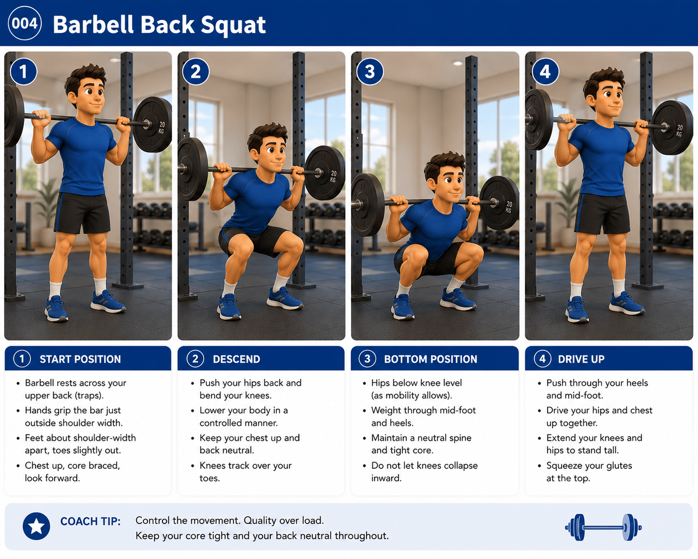 Barbell Back Squat exercise guide