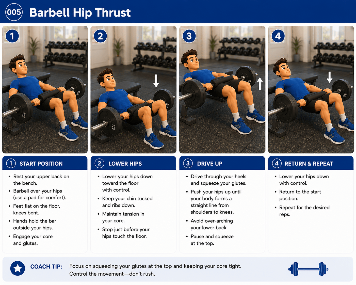 Barbell Hip Thrust exercise guide