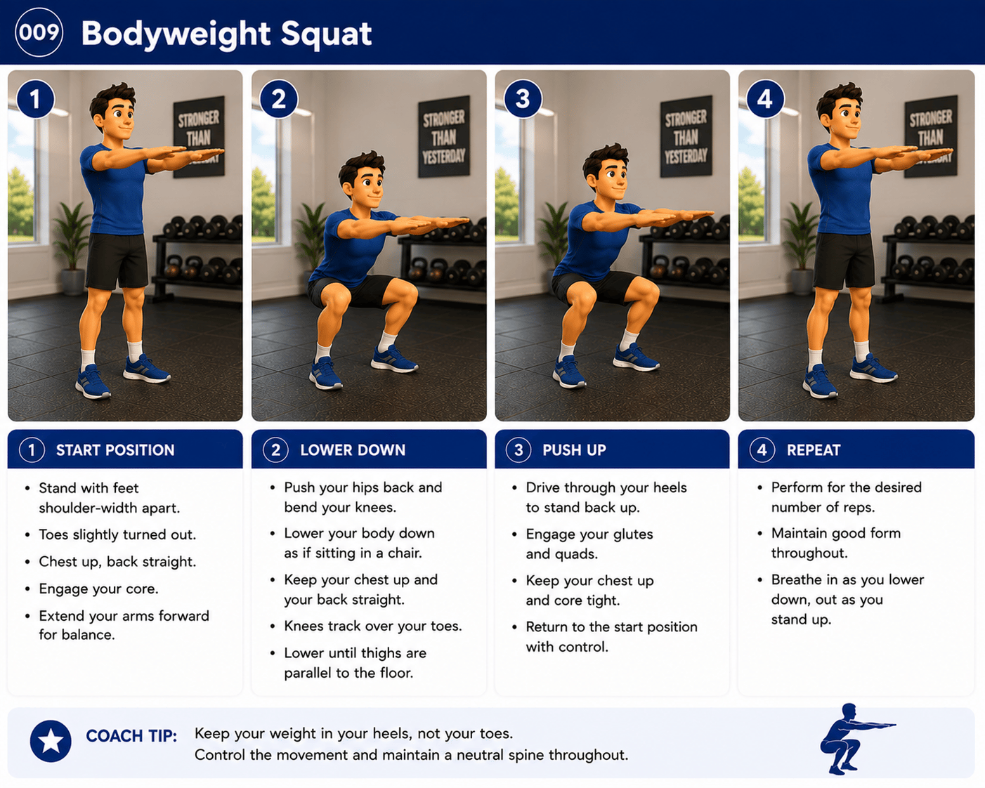 Bodyweight Squat exercise guide