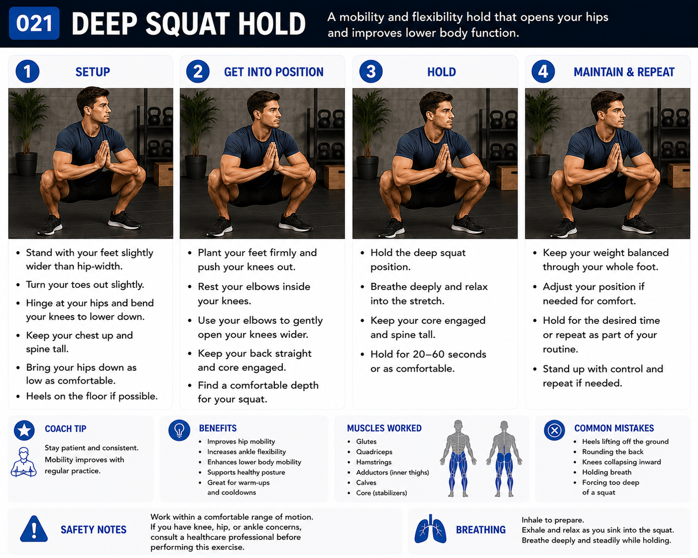 Deep Squat Hold exercise guide