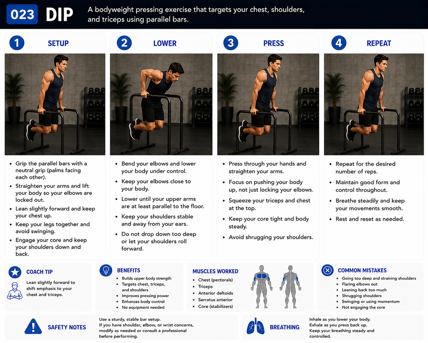 Dip exercise guide