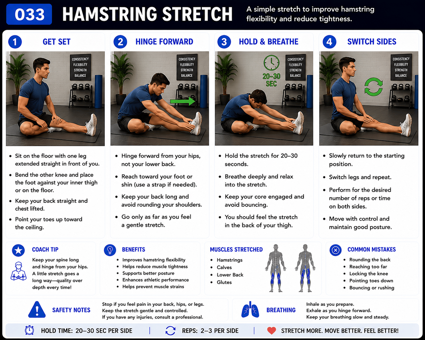 Hamstring Stretch exercise guide