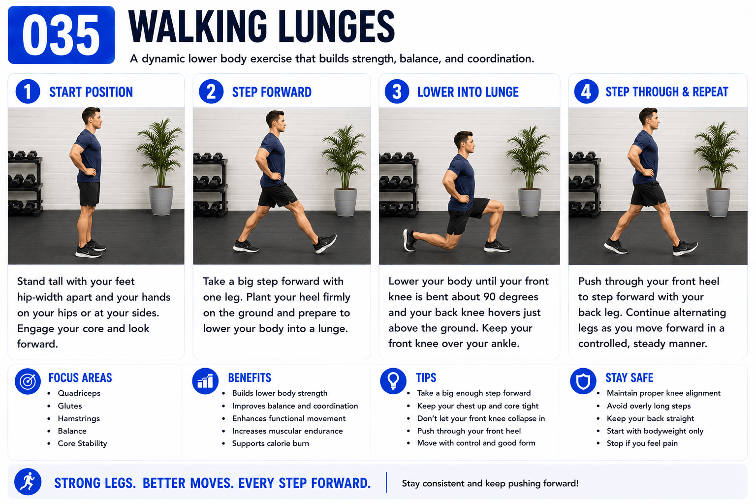 Walking Lunges exercise guide